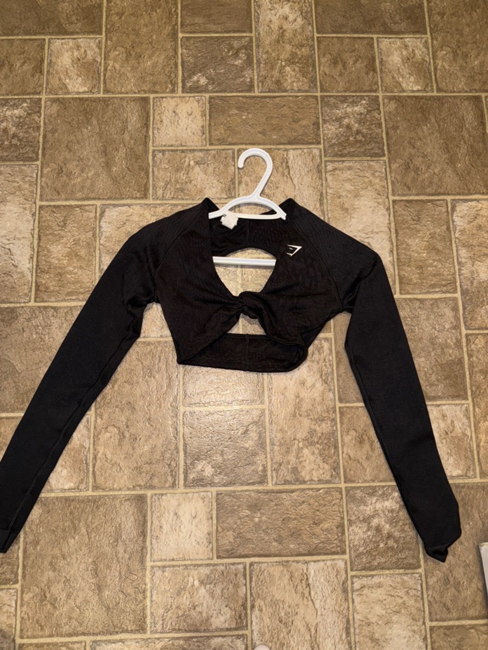 Gymshark Black Long Sleeve Twist Crop Top XS